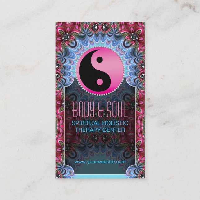 Blue Pink YinYang New Age Yoga Business Cards Visitenkarte (Vorderseite)