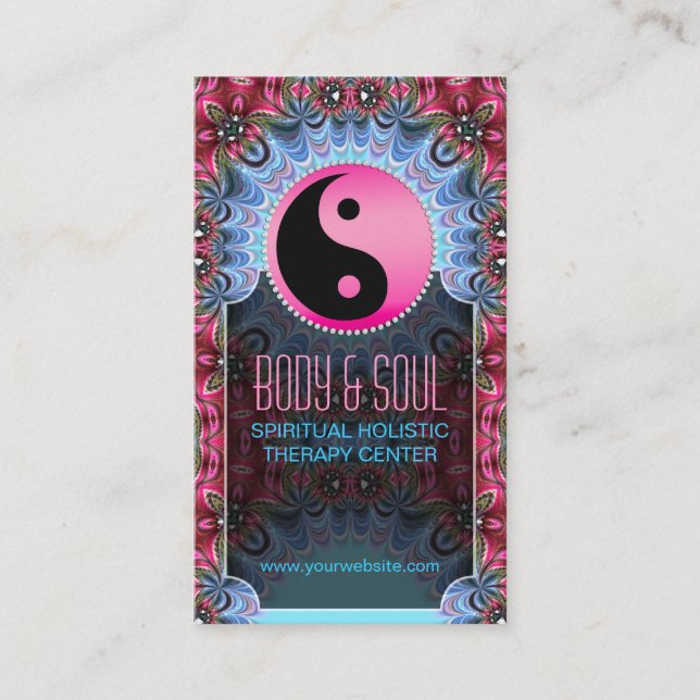 Blue Pink YinYang New Age Yoga Business Cards Visitenkarte (Vorderseite)