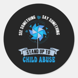 Blue Pinwheel Child Missuse Prevention Awareness M Runder Aufkleber