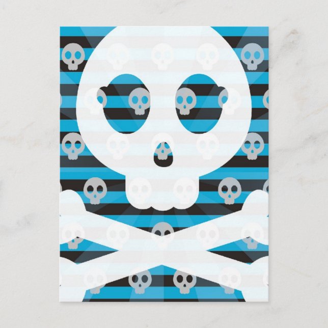 Blue Pirate Skull Postcard Postkarte (Vorderseite)