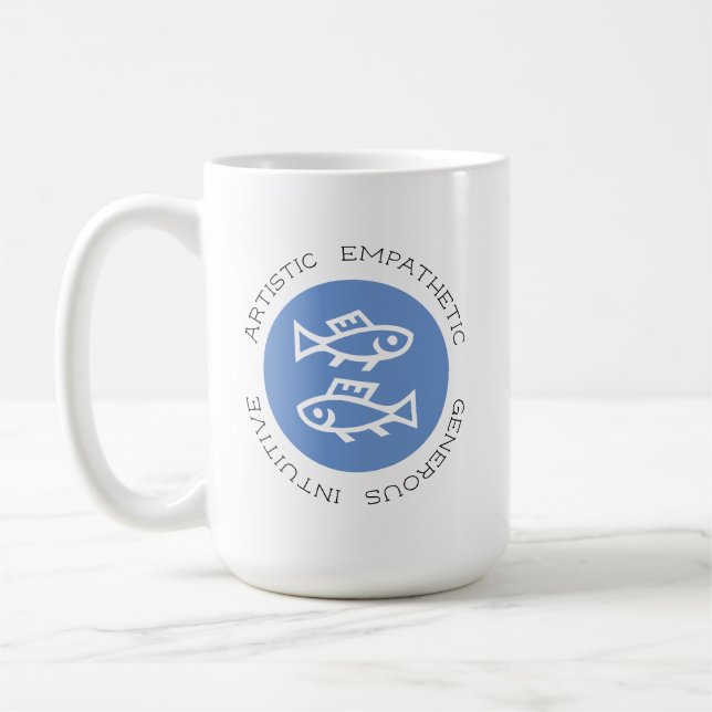 Blue Pisces Logo Zodiac Star Sternzeichen Astrolog Kaffeetasse (Links)