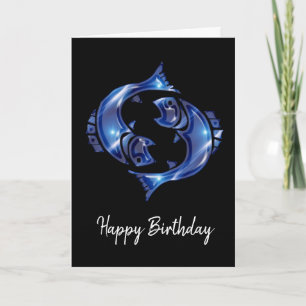 Blue Pisses Sign Birthday Card Karte