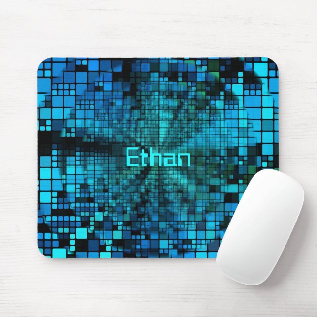Blue Pixel Matrix Personalisiert Mousepad (Mit Mouse)