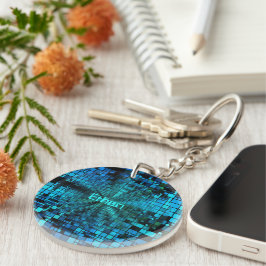 Blue Pixel Matrix Personalisiert Schlüsselanhänger