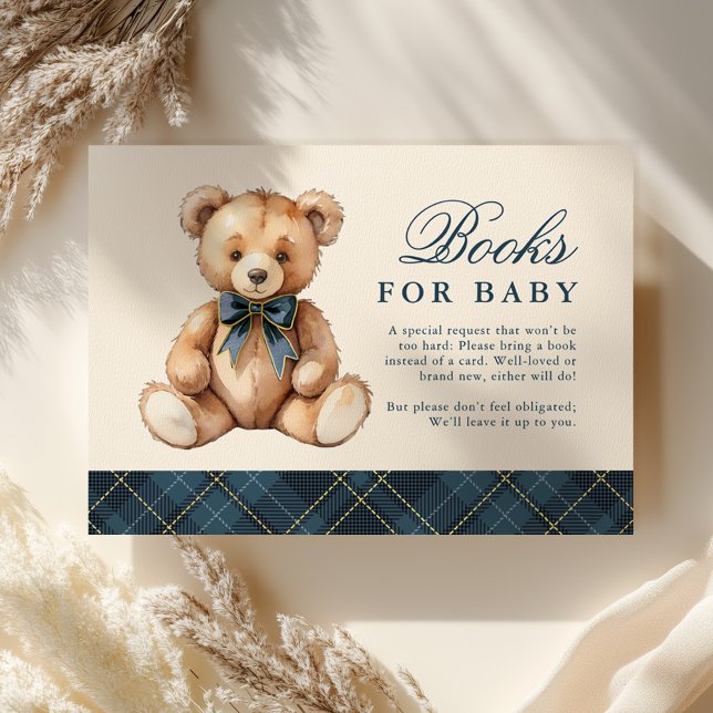Blue Plaid Bear Baby Shower Books For Baby Begleitkarte (Von Creator hochgeladen)