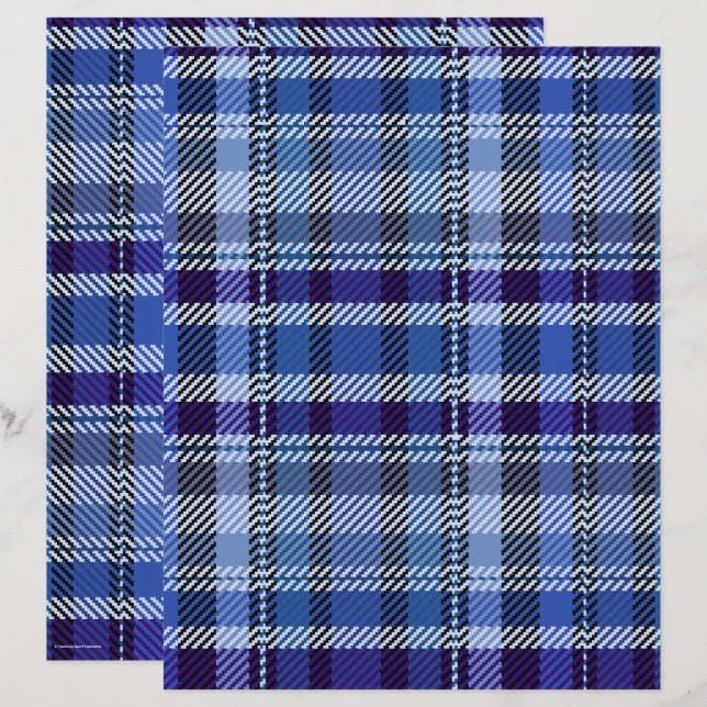Blue Plaid Scrapbook Paper 2-Sided Page (Vorne/Hinten)