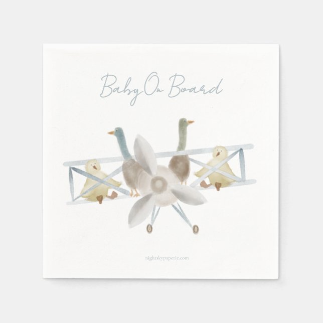 Blue Plane Baby Shower Napkins Serviette (Vorderseite)