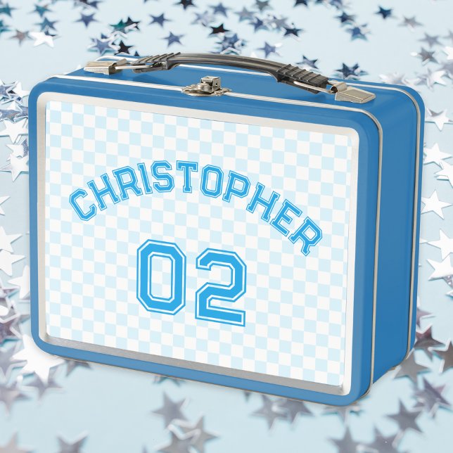 Blue Player Name Jersey Number Kids Boys School Metall Brotdose (Blue Player Name Jersey Number Kids Boys School Metal Lunch Box)