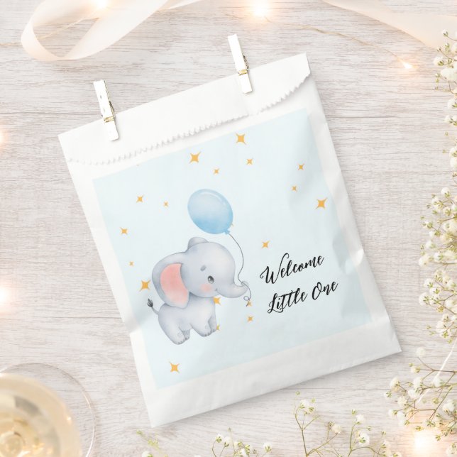 Blue Playful Elephants Baby Shower Geschenktütchen (Ausgeschnitten)
