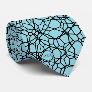 Blue Playful Quirky Geometric Linnear Monogram Krawatte