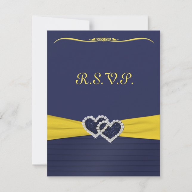Blue Plees und Diamond Hearts RSVP Card Karte (Vorderseite)
