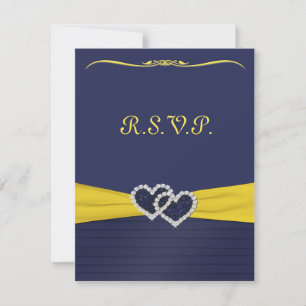 Blue Plees und Diamond Hearts RSVP Card Karte