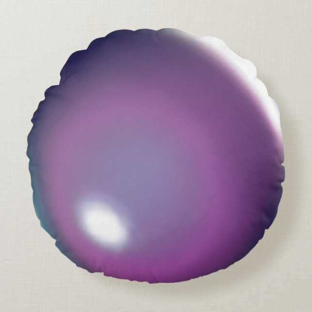 Blue & Plum Bubble Ballon Rundkissen Rundes Kissen (Vorderseite)