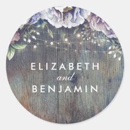 Blue Plum Lila Vintage Blüte Rustikale Hochzeit Runder Aufkleber