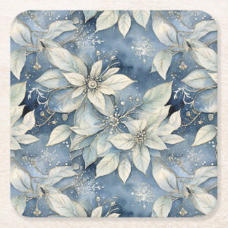 Blue Poinsettia Elegance Rechteckiger Pappuntersetzer