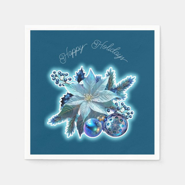 Blue Poinsettia Joy Serviette (Vorderseite)