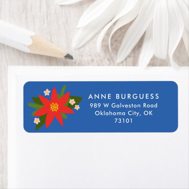 Blue Poinsettia Weihnachtsbriefmarke (Insitu)