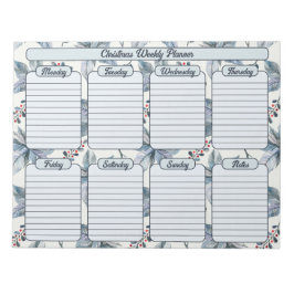 Blue Poinsettias Christmas Weekly Planner Notizblock