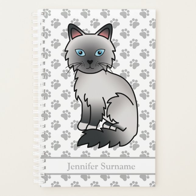 Blue Point Birman / Ragdoll Cat And Paws & Text Planer (Vorderseite)