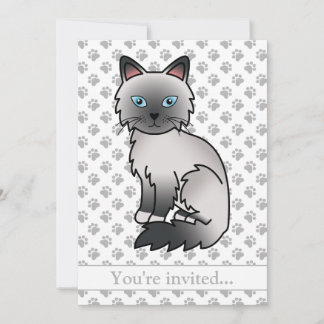 Blue Point Birman/Ragdoll Cat Birthday Party Einladung