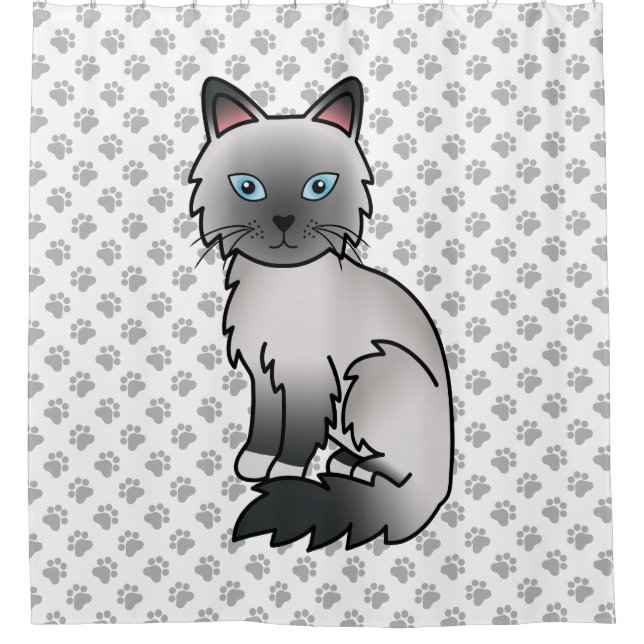 Blue Point Birman / Ragdoll Cat & Paws Duschvorhang (Vorderseite)