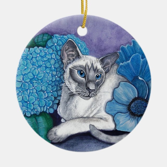 Blue Point Siamese Cat Keramik Ornament (Vorne)