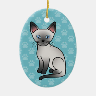 Blue Point Siamese Katze Niedlicher Cartoon Illust Keramikornament