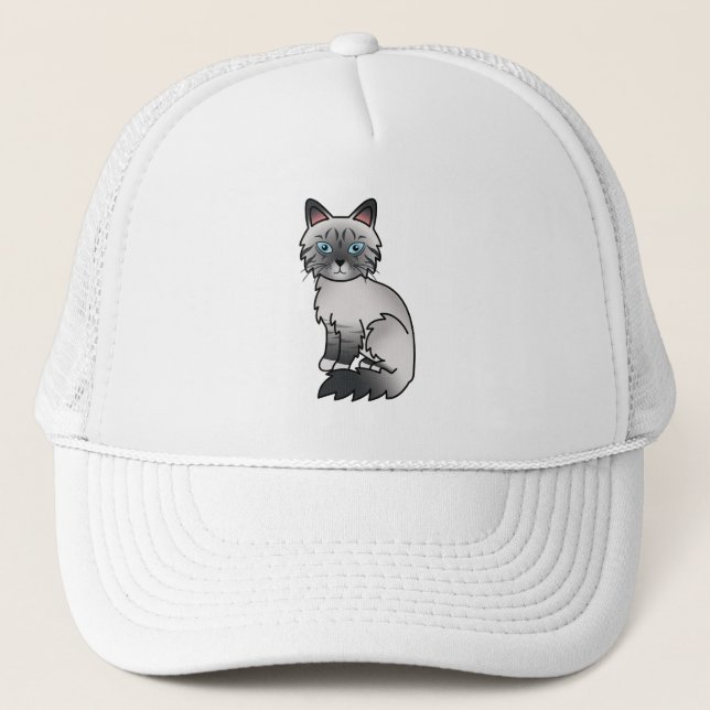 Blue Point Tabby Birman / Ragdoll Cartoon Cat Truckerkappe (Vorderseite)