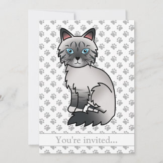 Blue Point Tabby Birman/Ragdoll Cat Birthday Party Einladung