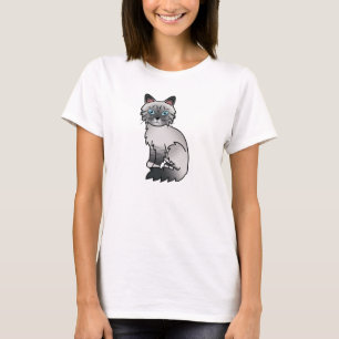 Blue Point Tabby Birman / Ragdoll Cat Cartoon Art T-Shirt