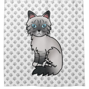 Blue Point Tabby Birman / Ragdoll Cat & Paws Duschvorhang