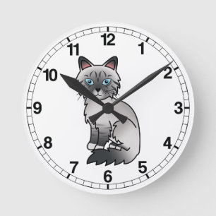 Blue Point Tabby Birman / Ragdoll Cat Runde Wanduhr