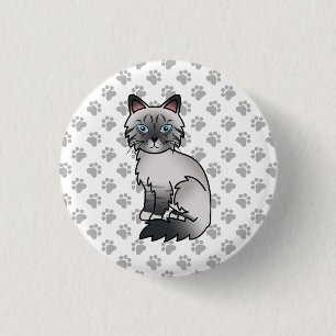 Blue Point Tabby Birman / Ragdoll Niedlich Cat & P Button