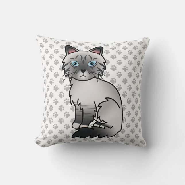 Blue Point Tabby Birman / Ragdoll Niedlich Cat & P Kissen (Vorderseite)