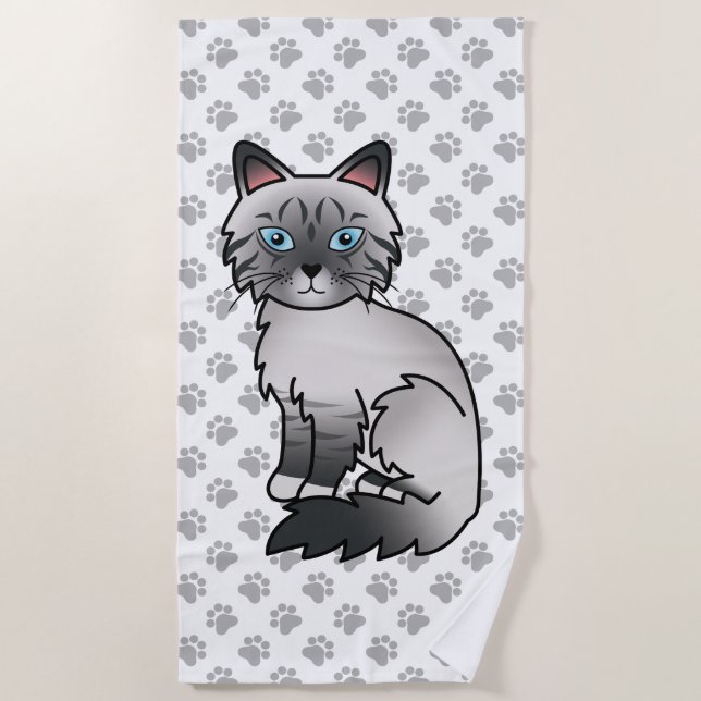 Blue Point Tabby Birman / Ragdoll Niedlich Cat & P Strandtuch (Vorderseite)