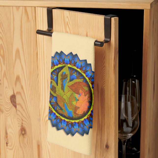 Blue Points Circlated Herbstlaube Geschirrtuch (Drittel gefaltet)