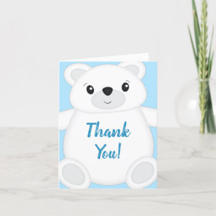 Blue Polar Bear Baby Dusche Dankeskarte