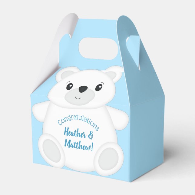 Blue Polar Bear Baby Dusche Geschenkschachtel (Vorderseite)
