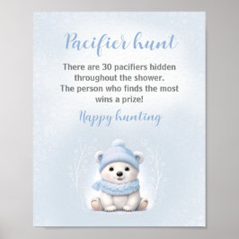 Blue Polar Bear Baby Dusche Schnuller Jagdspiel Poster