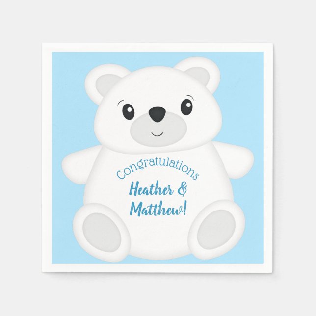 Blue Polar Bear Baby Dusche Serviette (Vorderseite)