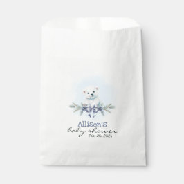 Blue Polar Bear Cub Boy Hearts Winter Baby Dusche Geschenktütchen