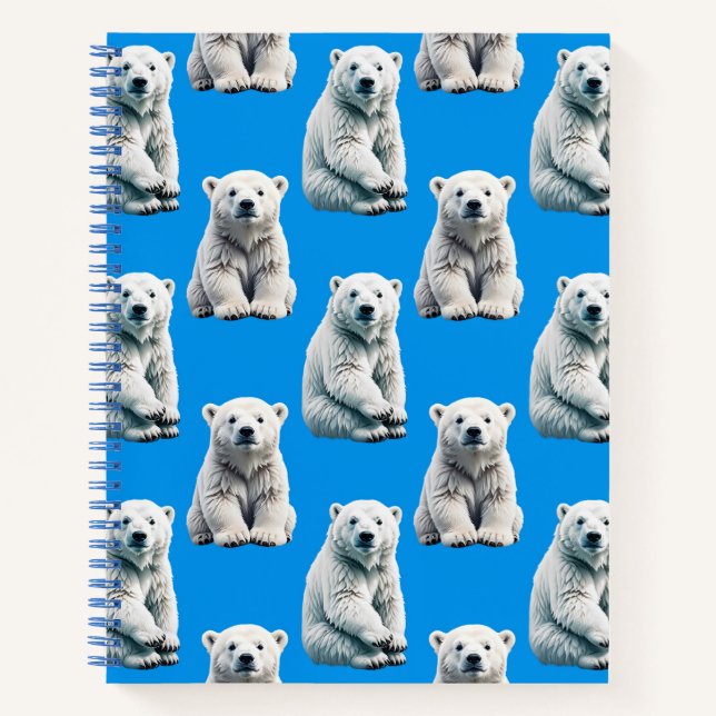 Blue Polar Bear Pattern Design  Notizbuch (Vorderseite)