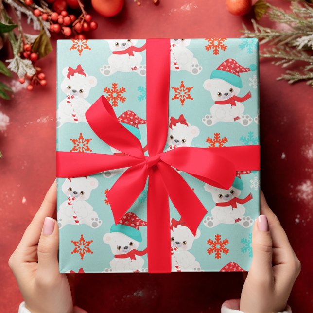 Blue Polar Bear Urlaub Winter Weihnachten Geschenkpapier (Von Creator hochgeladen)