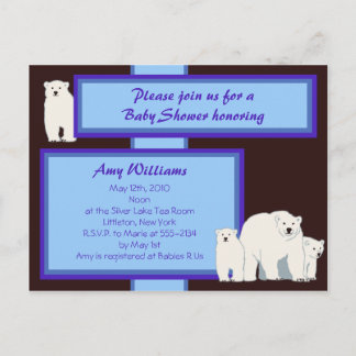 Blue Polar Bears Postcard Dusche Einladung