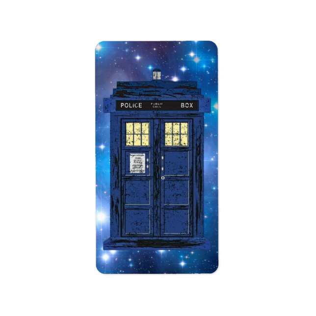 Blue Police Public Call Box - UK Time Travel 1 Adressaufkleber (Vorne)