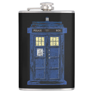 Blue Police Public Call Box - UK Time Travel 1 Flachmann