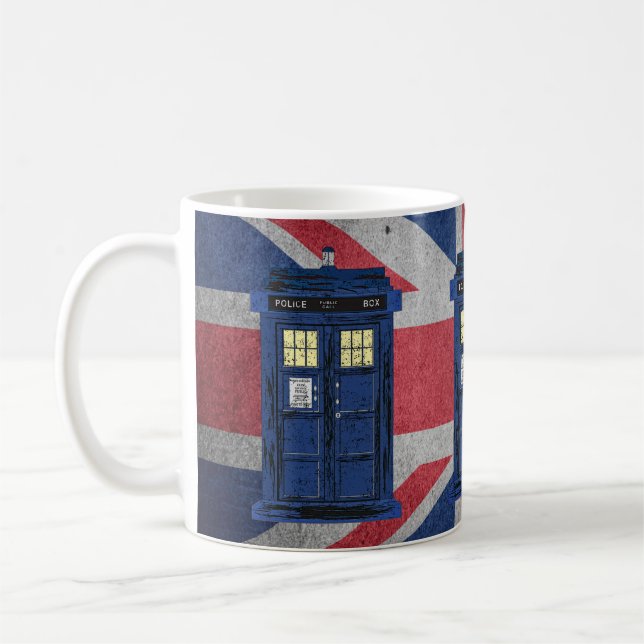 Blue Police Public Call Box - UK Time Travel 1 Kaffeetasse (Links)