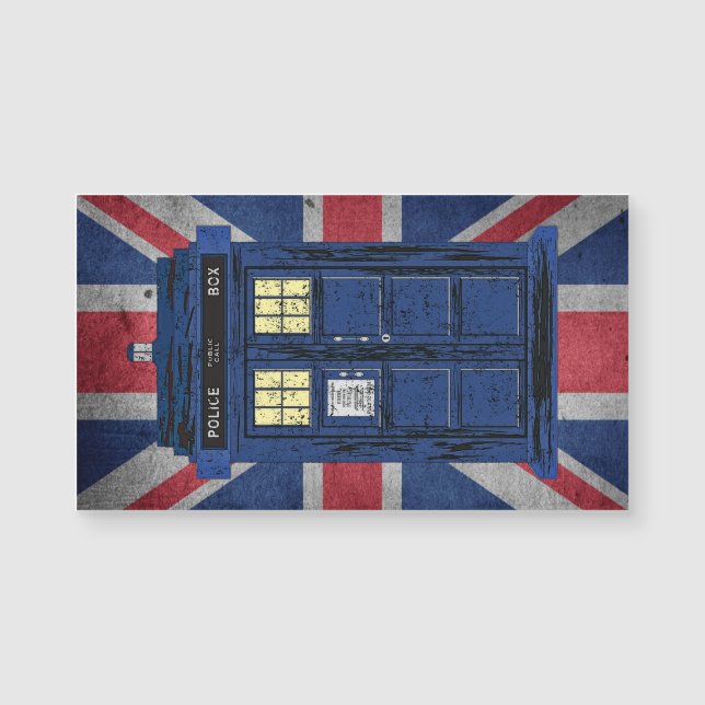 Blue Police Public Call Box - UK Time Travel 1 Magnetkarte (Vorderseite)