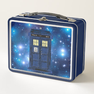 Blue Police Public Call Box - UK Time Travel 1 Metall Brotdose