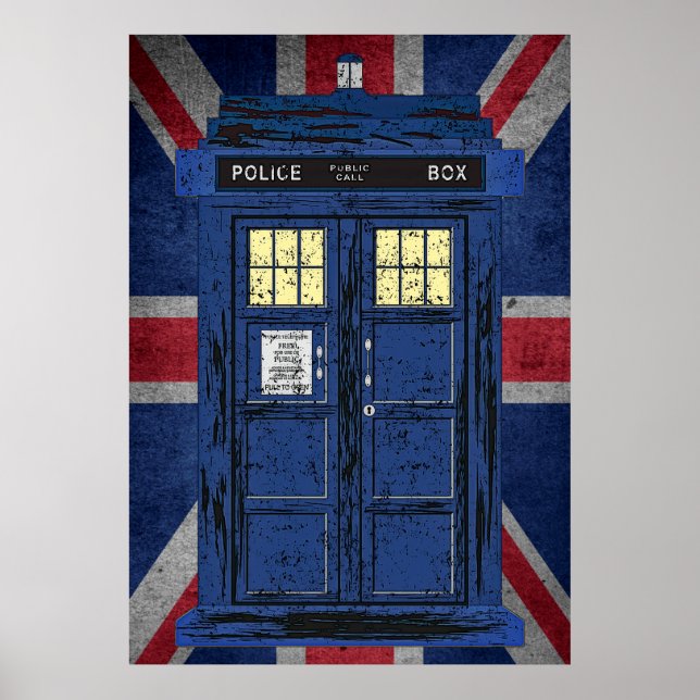 Blue Police Public Call Box - UK Time Travel 1 Poster (Vorne)